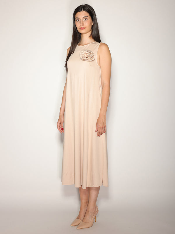 Abito Beige con rosa
