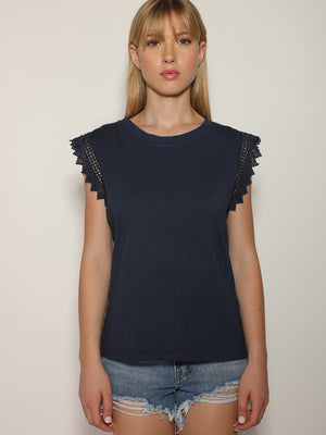 T-shirt manica sangallo