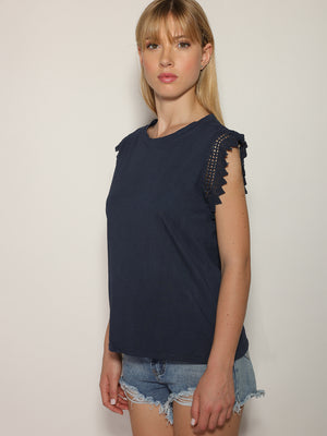 T-shirt manica sangallo
