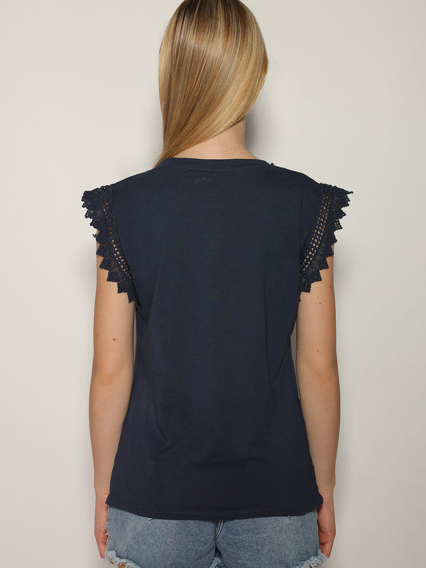 T-shirt manica sangallo
