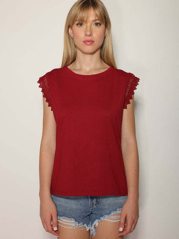 T-shirt manica sangallo