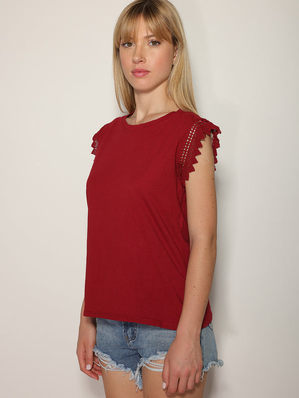 T-shirt manica sangallo