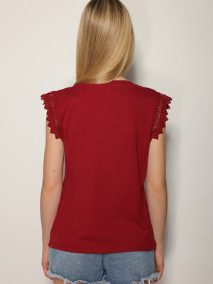 T-shirt manica sangallo