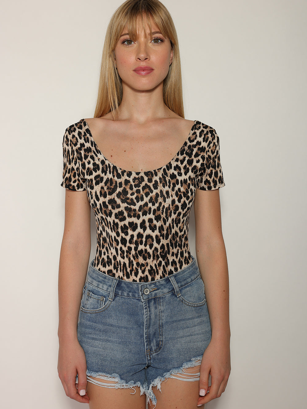 Body animalier con strass