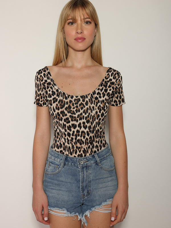 Body animalier con strass