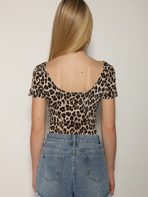 Body animalier con strass