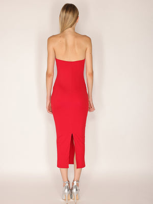 Abito Rosso tubino a spalle nude