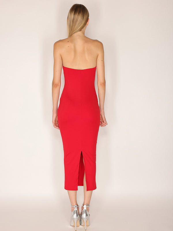 Abito Rosso tubino a spalle nude