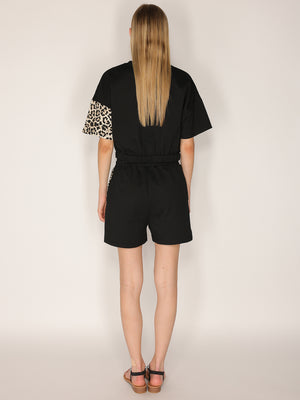 T-shirt e shorts in cotone leopardato