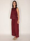 Pantalone in cotone con fondo ricamato