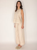 Pantalone in cotone con fondo ricamato