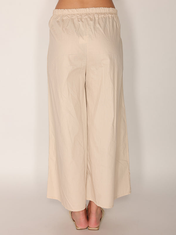 Pantalone in cotone con fondo ricamato