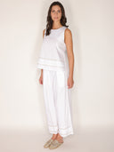 Pantalone in cotone con fondo ricamato
