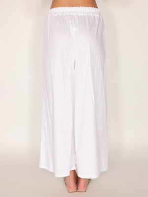 Pantalone in cotone con fondo ricamato