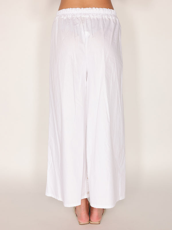 Pantalone in cotone con fondo ricamato