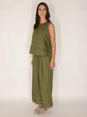 Pantalone in cotone con fondo ricamato
