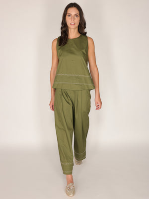 Top in cotone ricamato