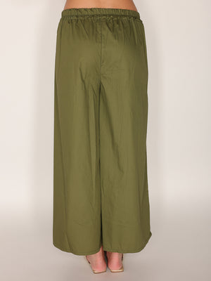 Pantalone in cotone con fondo ricamato