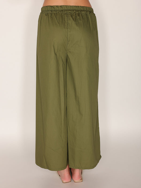 Pantalone in cotone con fondo ricamato