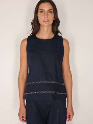 Top in cotone ricamato
