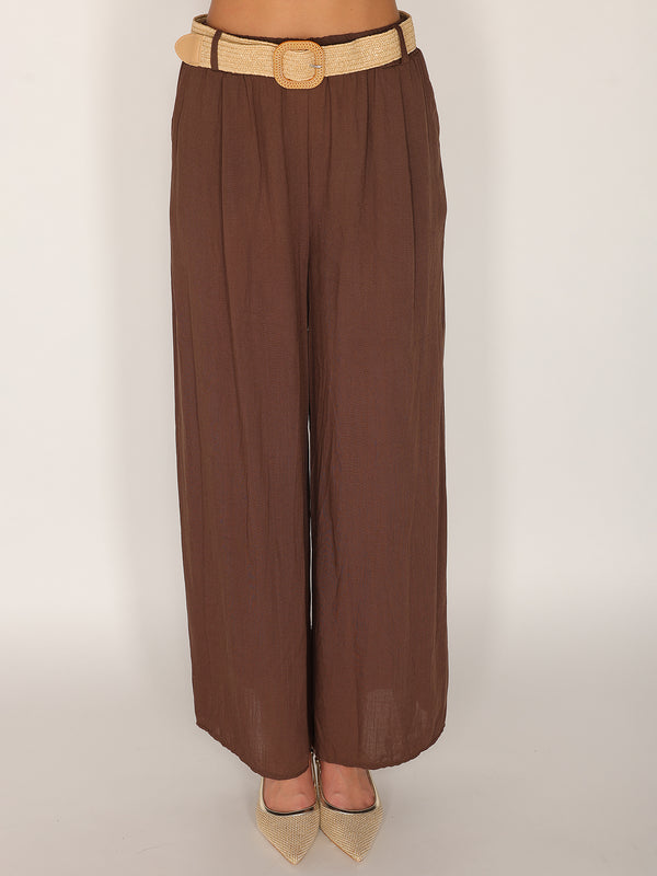 Pantaloni palazzo cintura gold