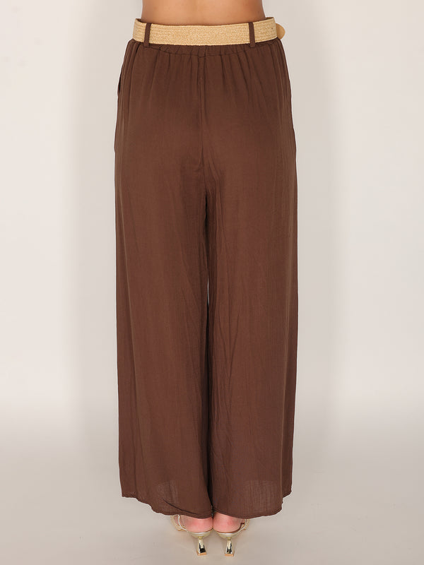 Pantaloni palazzo cintura gold