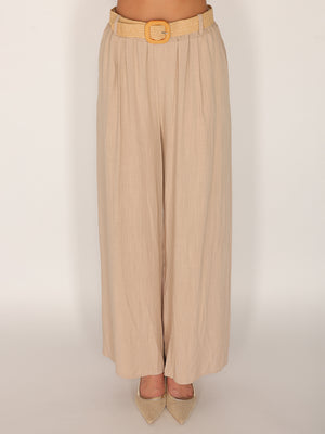 Pantaloni palazzo cintura gold