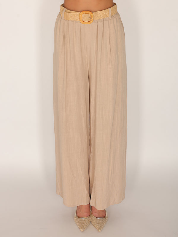 Pantaloni palazzo cintura gold