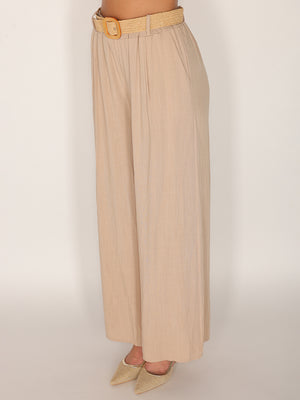 Pantaloni palazzo cintura gold