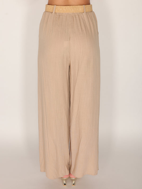 Pantaloni palazzo cintura gold