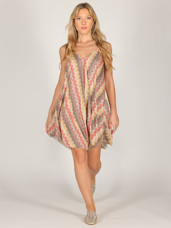 Abito midi in lurex geometrico