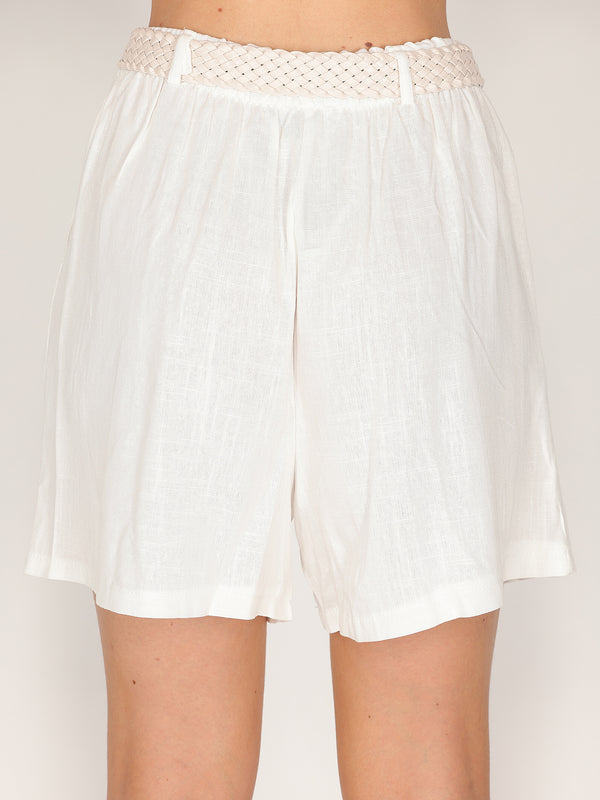 Short in lino con cintura