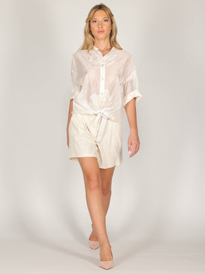 Short in lino con cintura