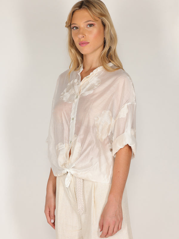 Camicia voile ricamata