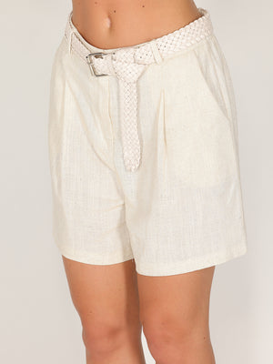 Short in lino con cintura