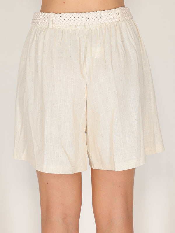 Short in lino con cintura