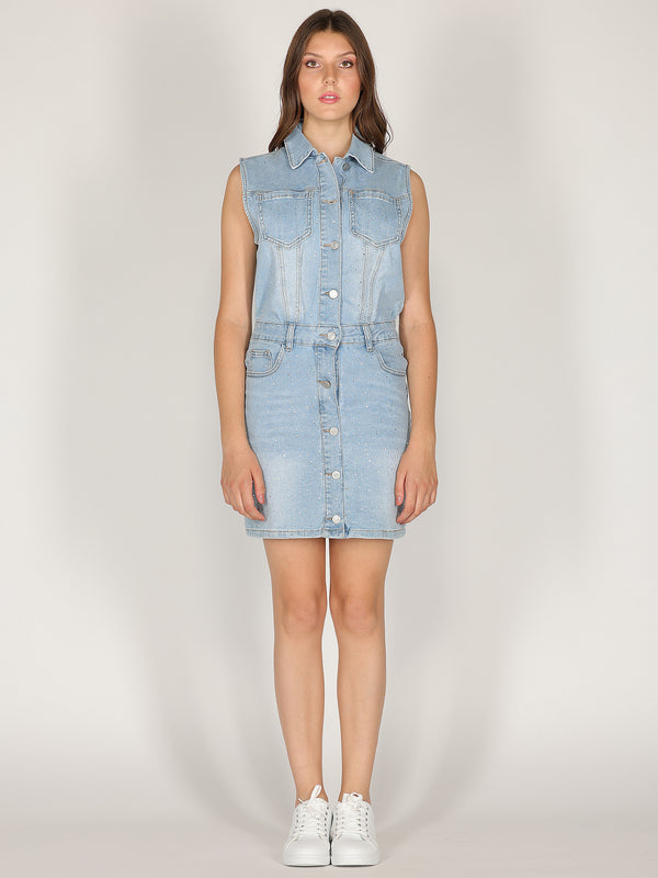 Abito jeans con strass