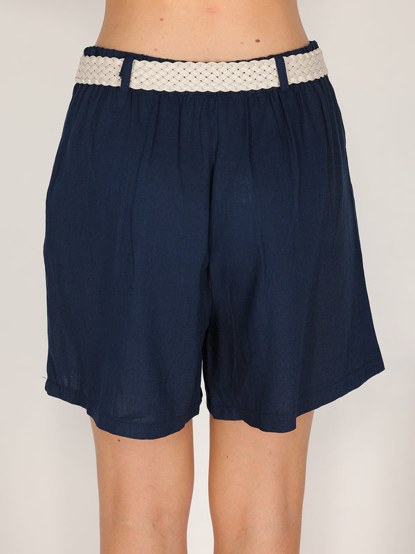 Short in lino con cintura