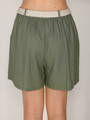 Short in lino con cintura