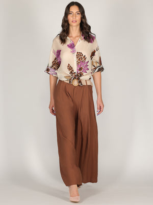 Camicia voile nodo vita in fantasia