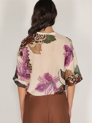 Camicia voile nodo vita in fantasia