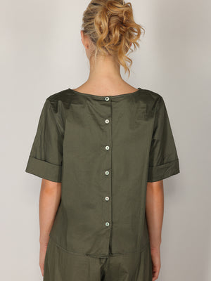 Maglietta in cotone con bottoni sul retro