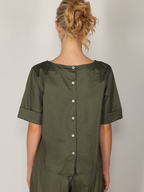 Maglietta in cotone con bottoni sul retro