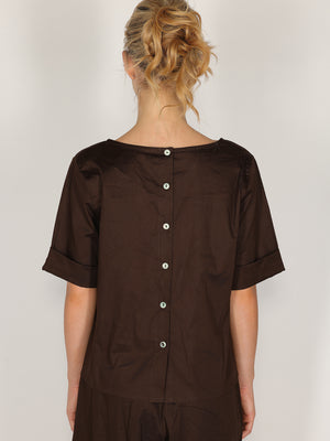 Maglietta in cotone con bottoni sul retro