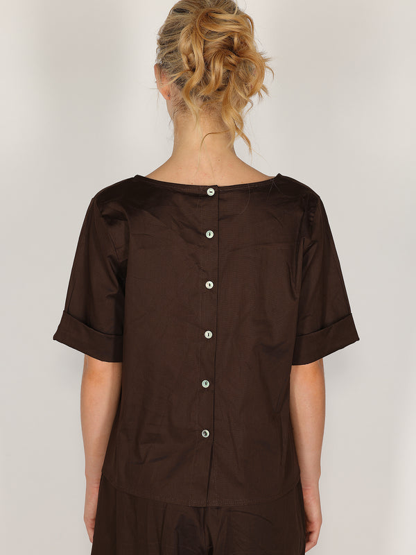 Maglietta in cotone con bottoni sul retro