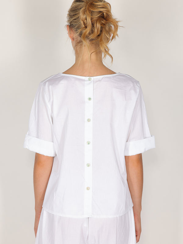 Maglietta in cotone con bottoni sul retro