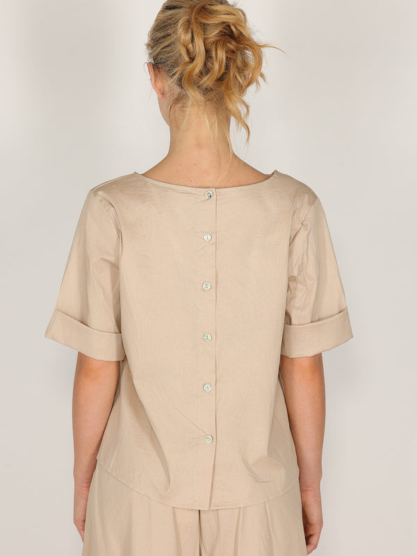 Maglietta in cotone con bottoni sul retro