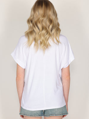 T-shirt con perle e cristalli