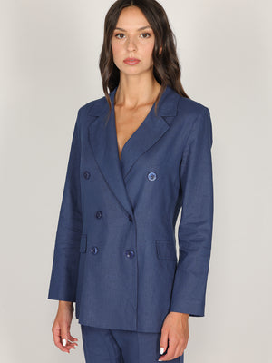 Giacca Blu doppiopetto in lino