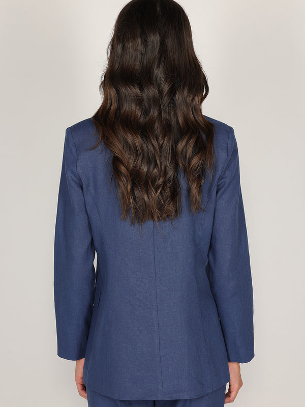 Giacca Blu doppiopetto in lino